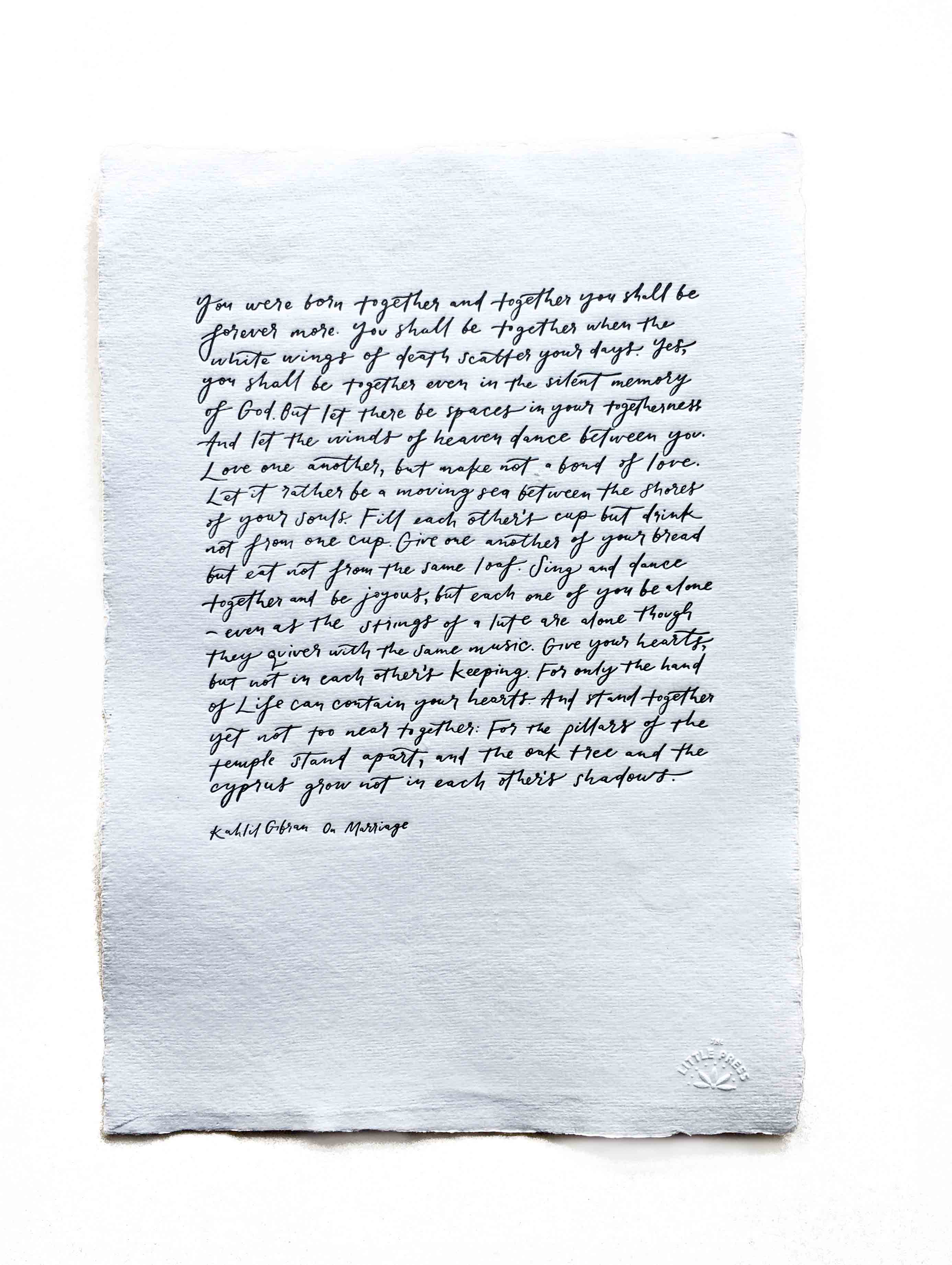 Kahlil Gibran : On Marriage