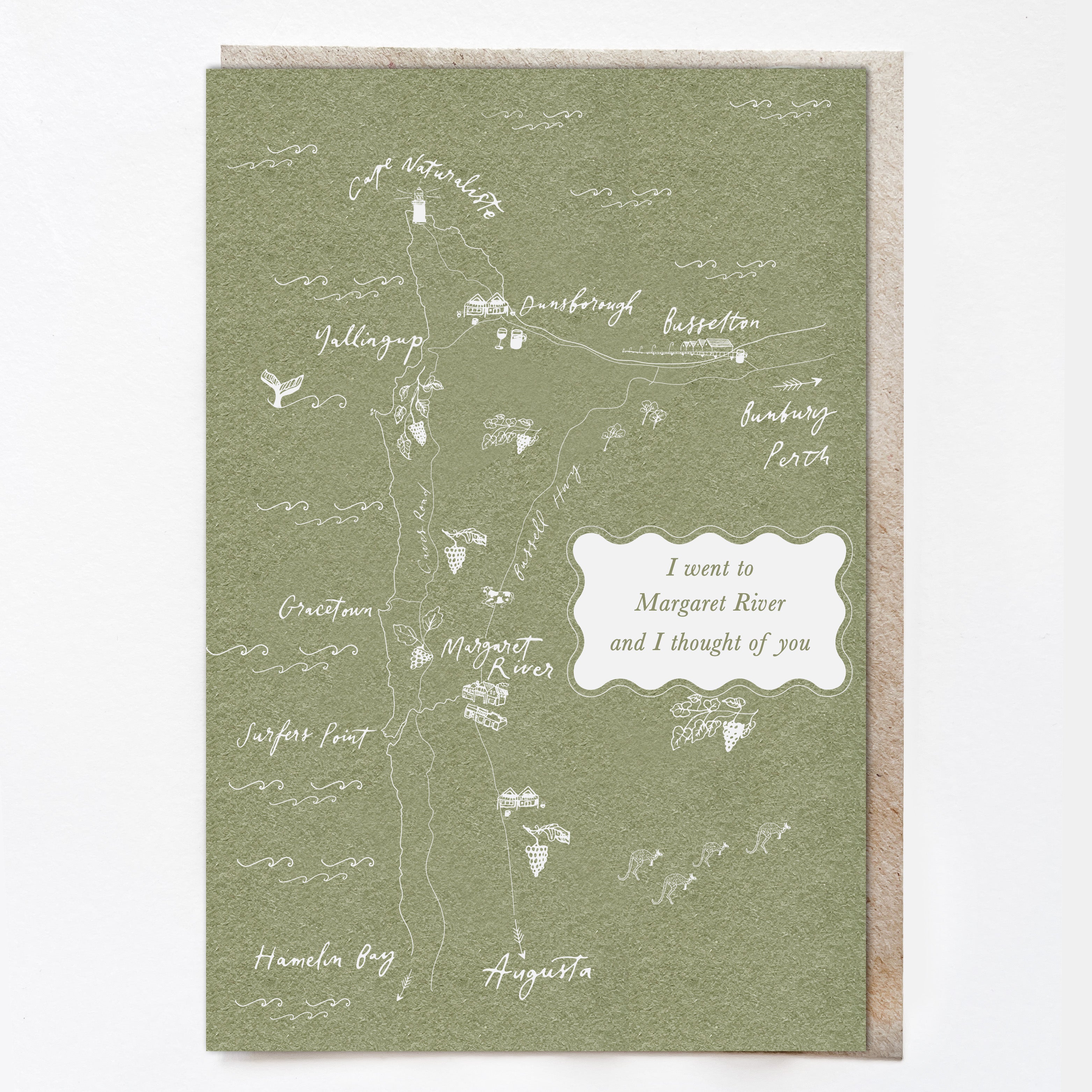 I Went To Margaret River And I thought of You ~ map card