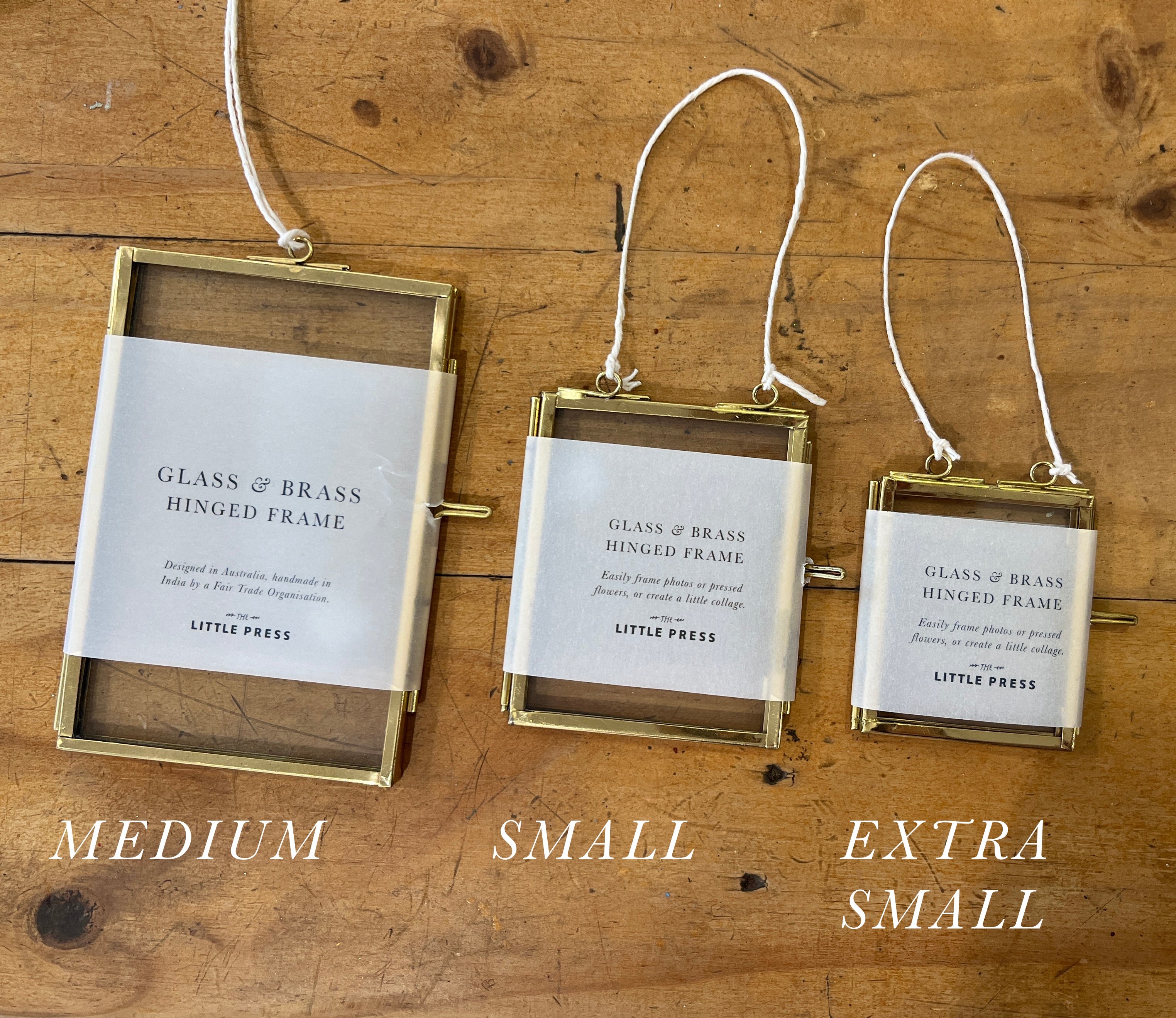 Glass Brass Hinged Frame - small