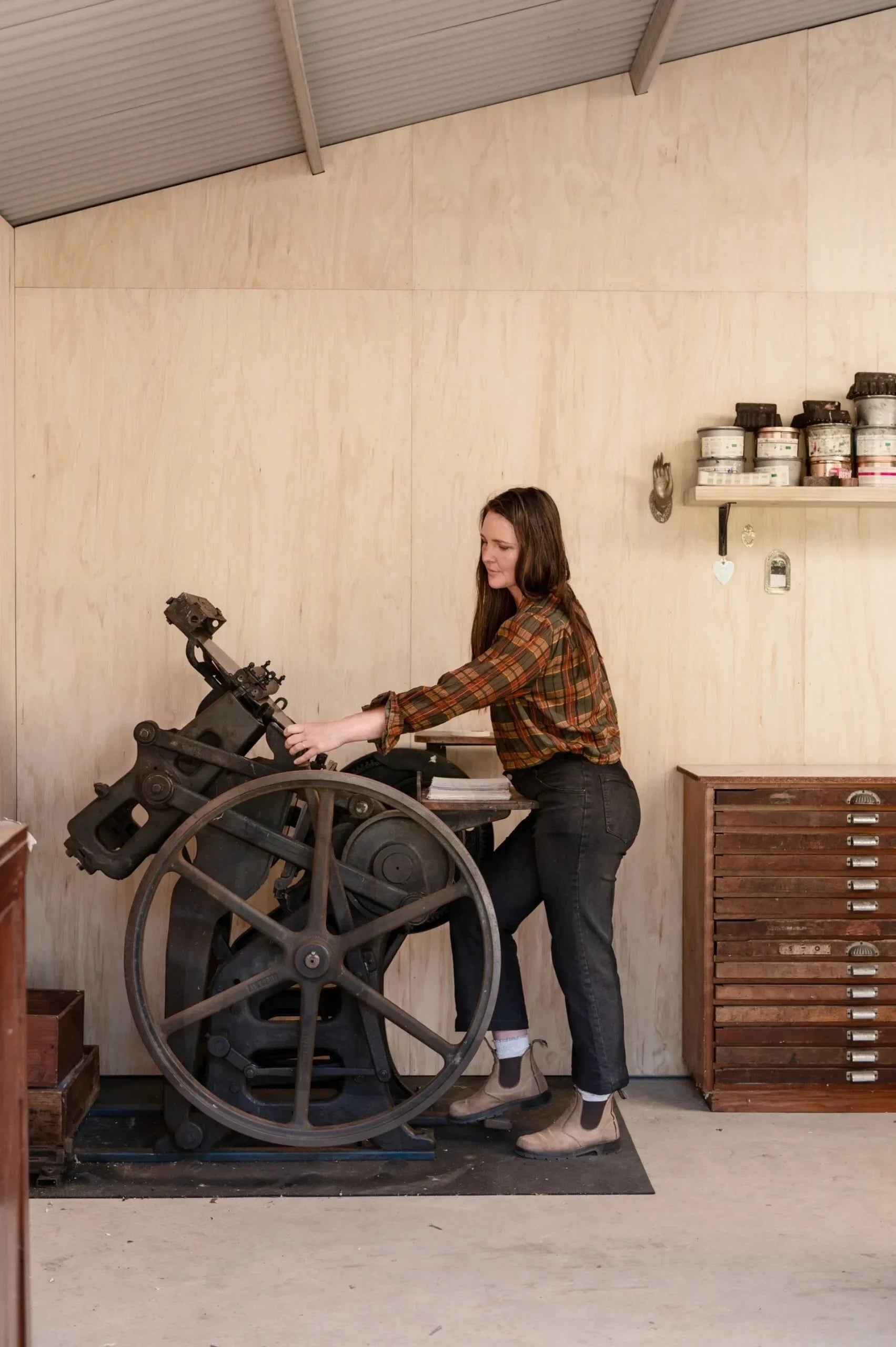 letterpress chandler and price is hand operated and treadle powered at The Little Press print room