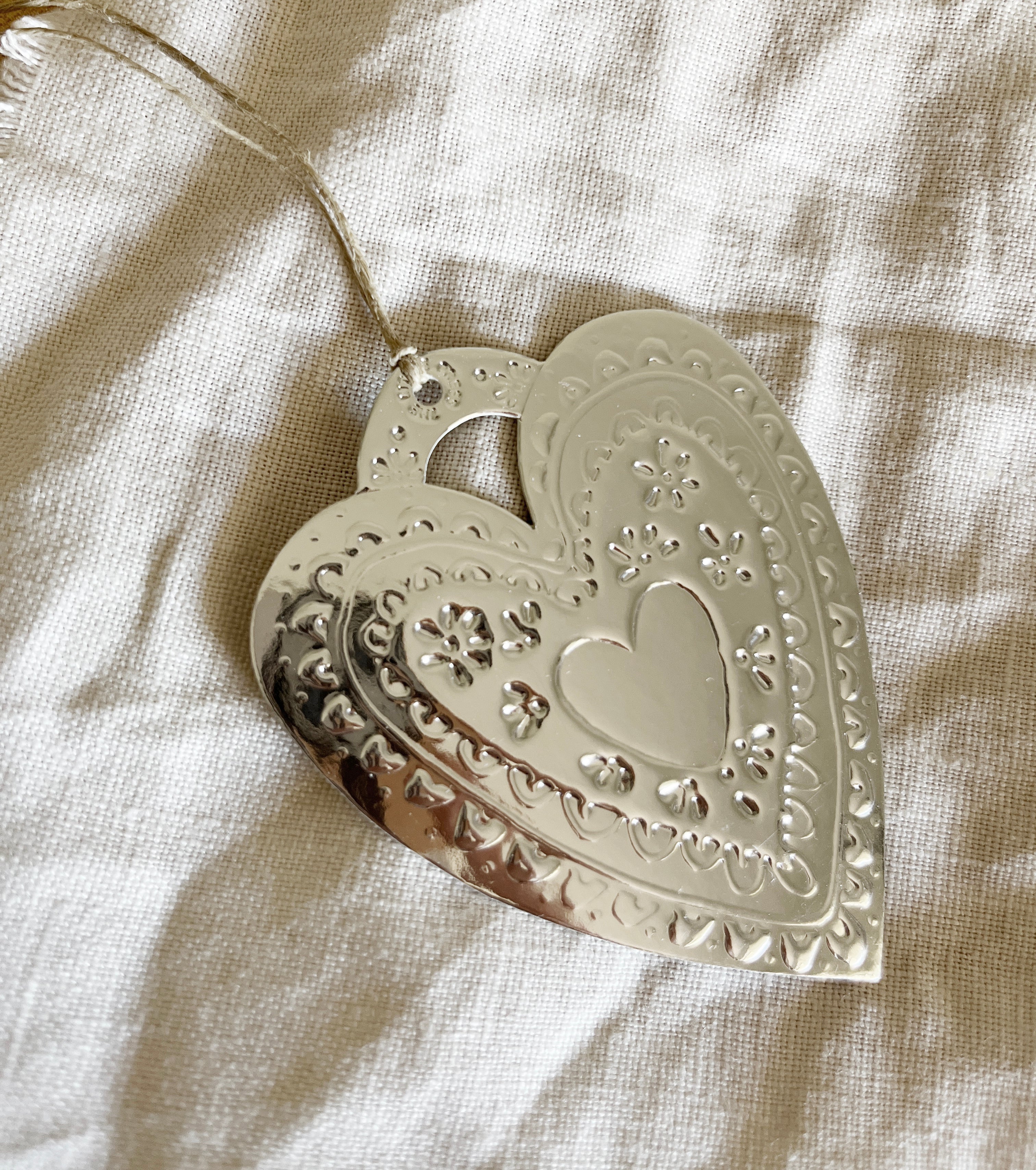 Heart- Faux-tin Ornament - Silver