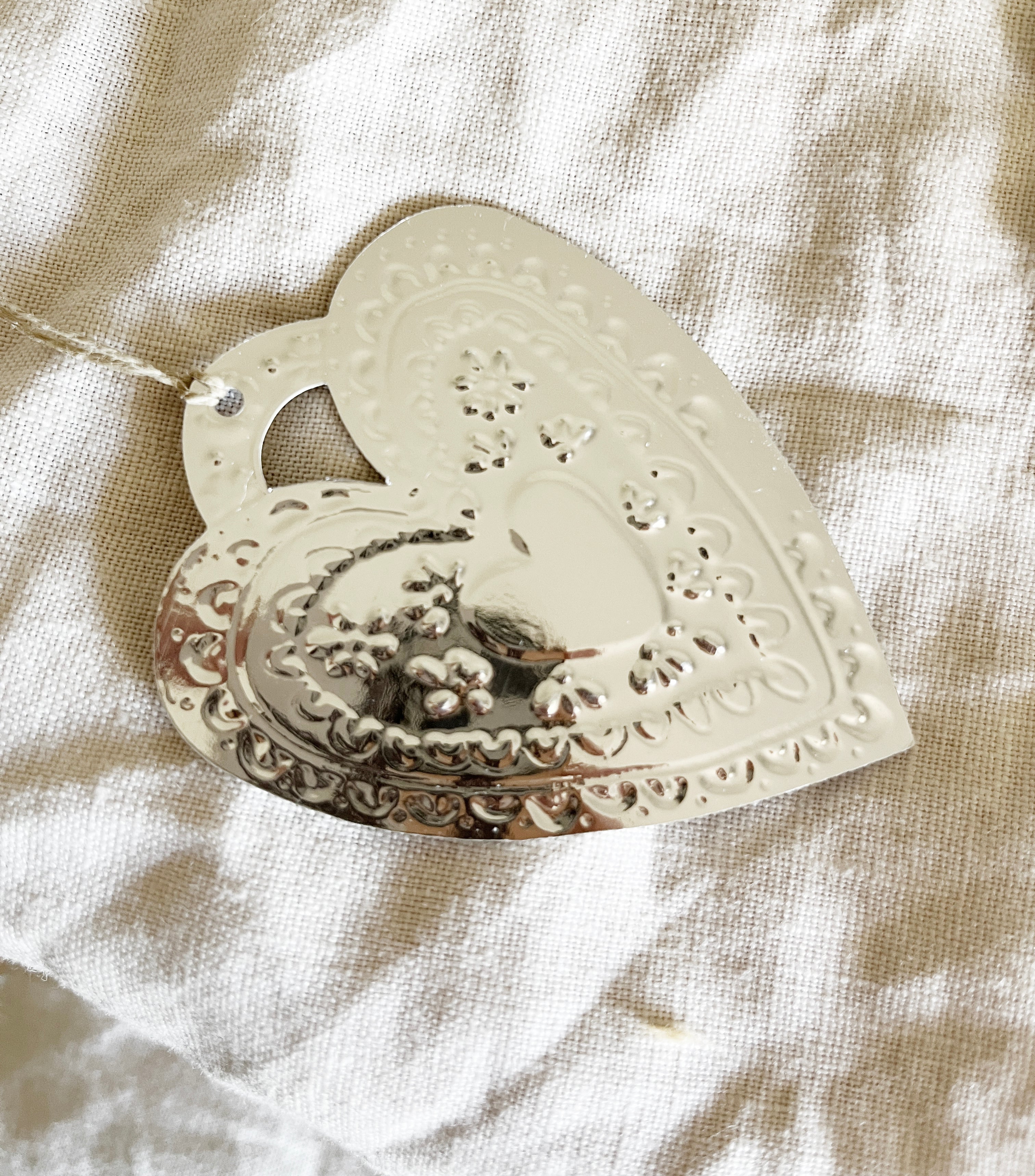 Heart- Faux-tin Ornament - Silver
