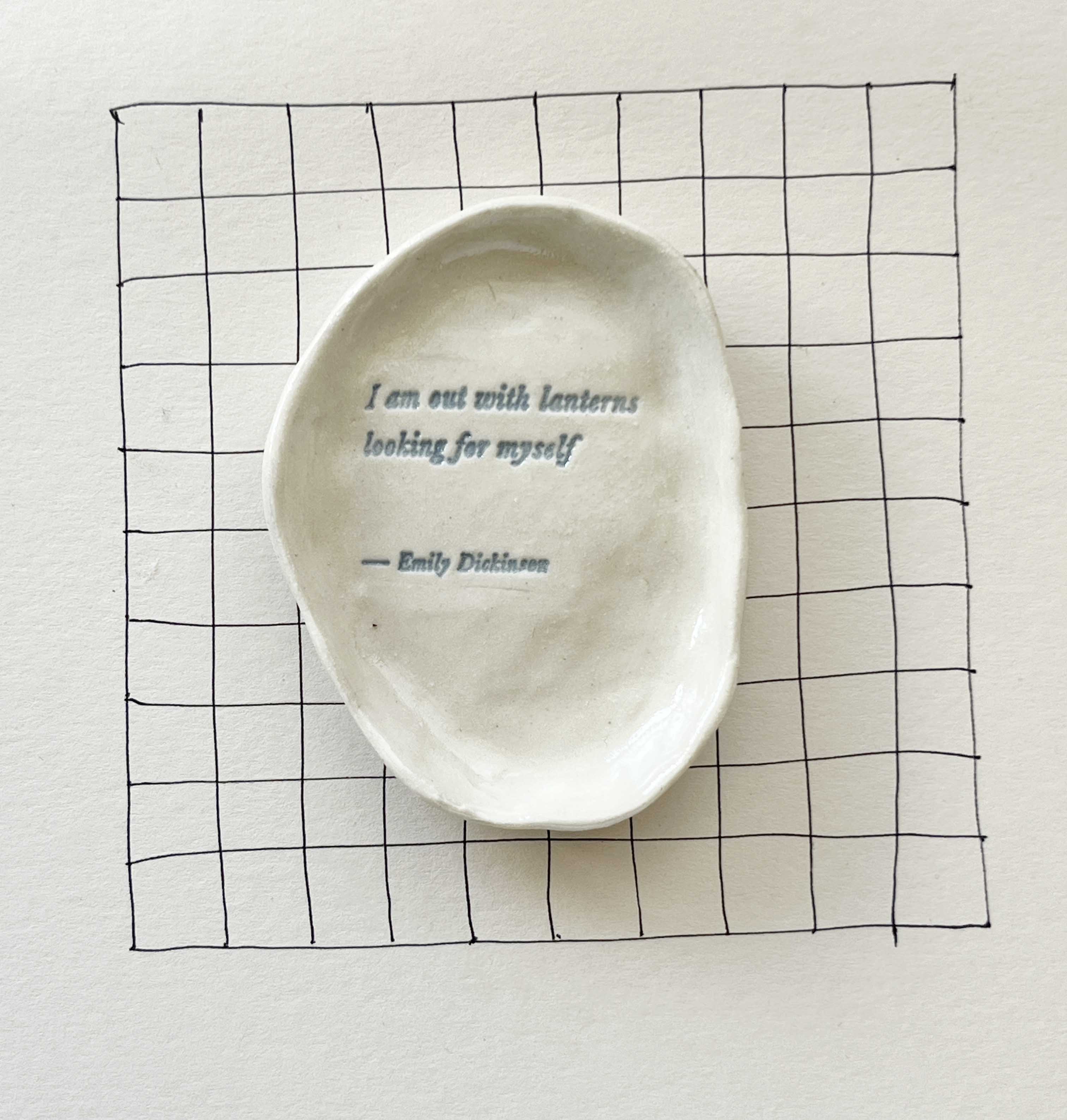 Ceramic Trinket Dish ~ 10 "I am out with lanterns..."