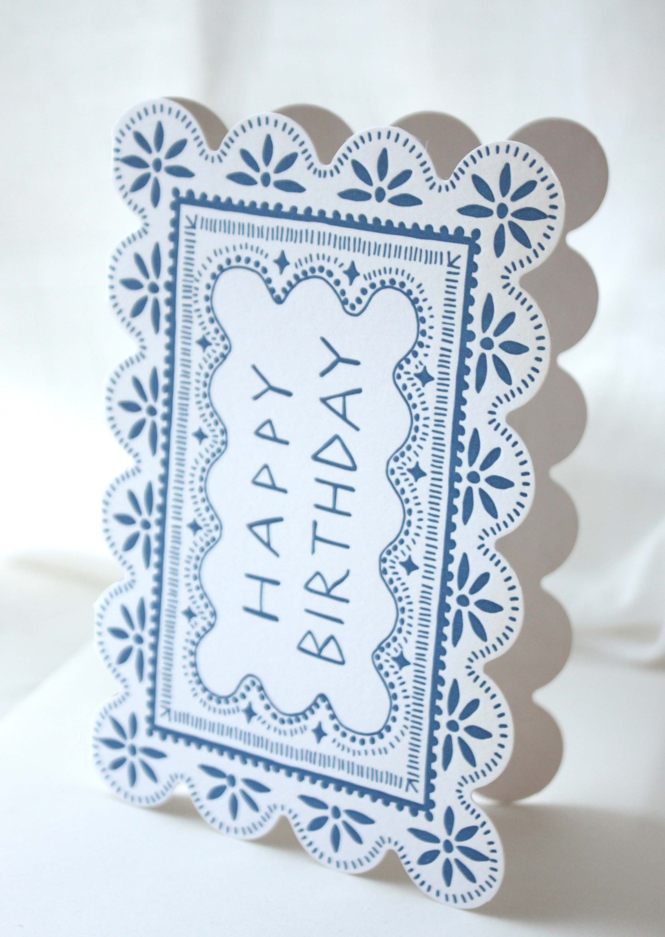 Happy Birthday - Folk Biscuit Greeting Card