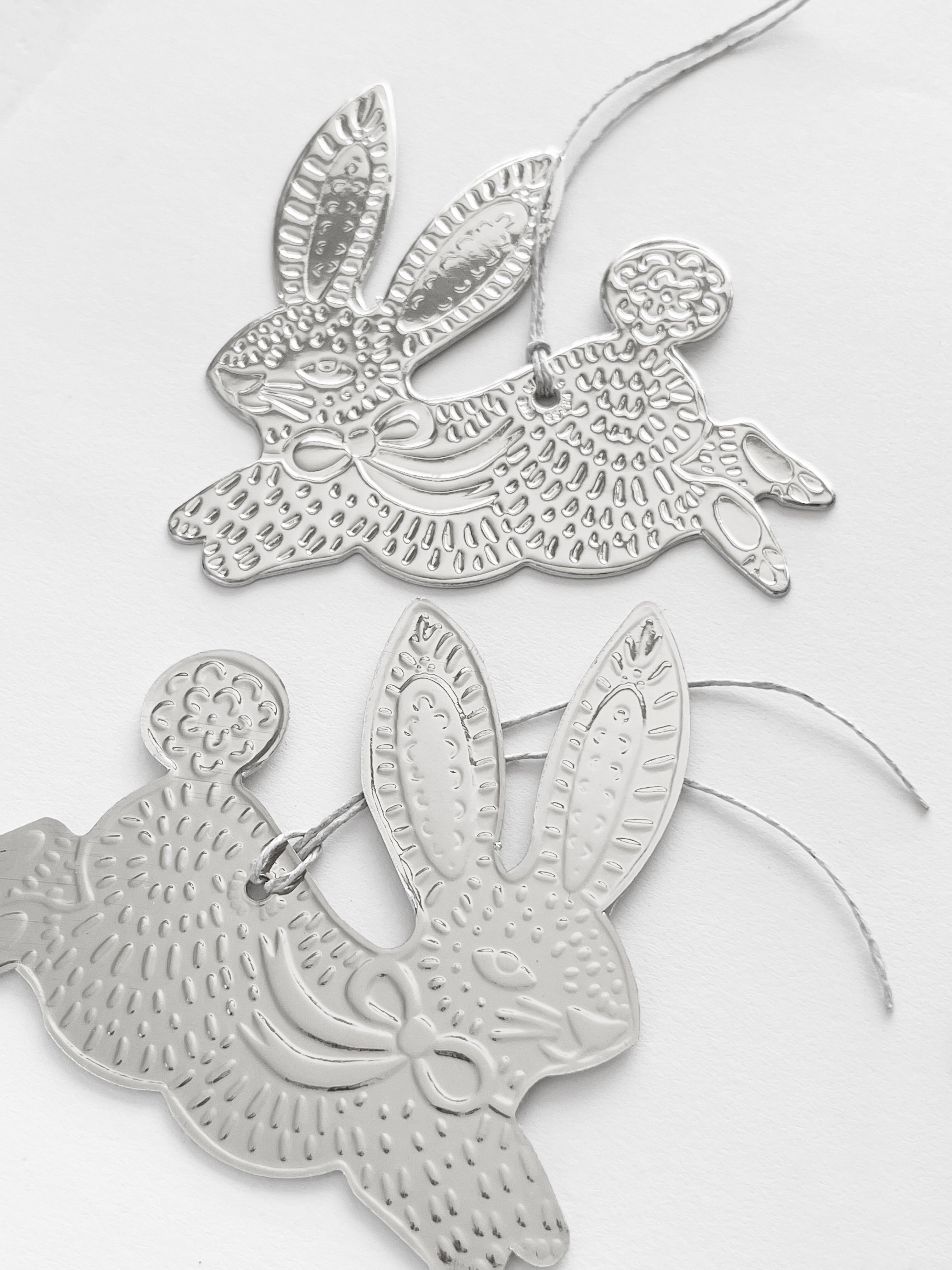 Bunny - Faux-tin Ornament - Silver