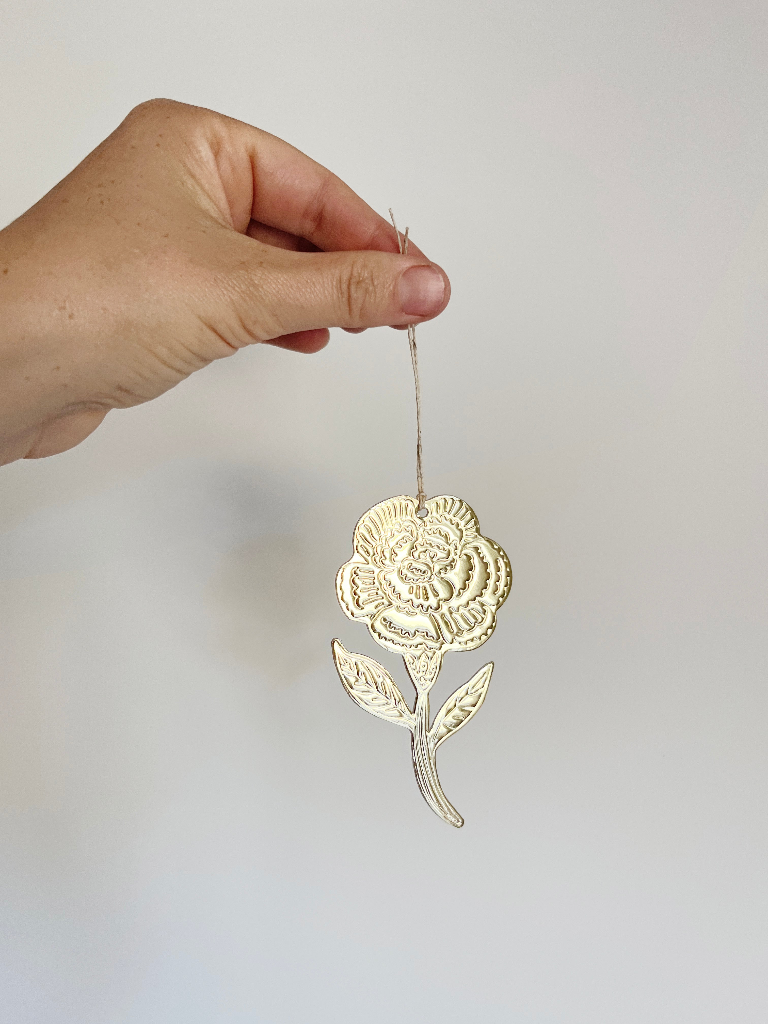 Flower (Carnation) - Faux-tin Ornament - Gold