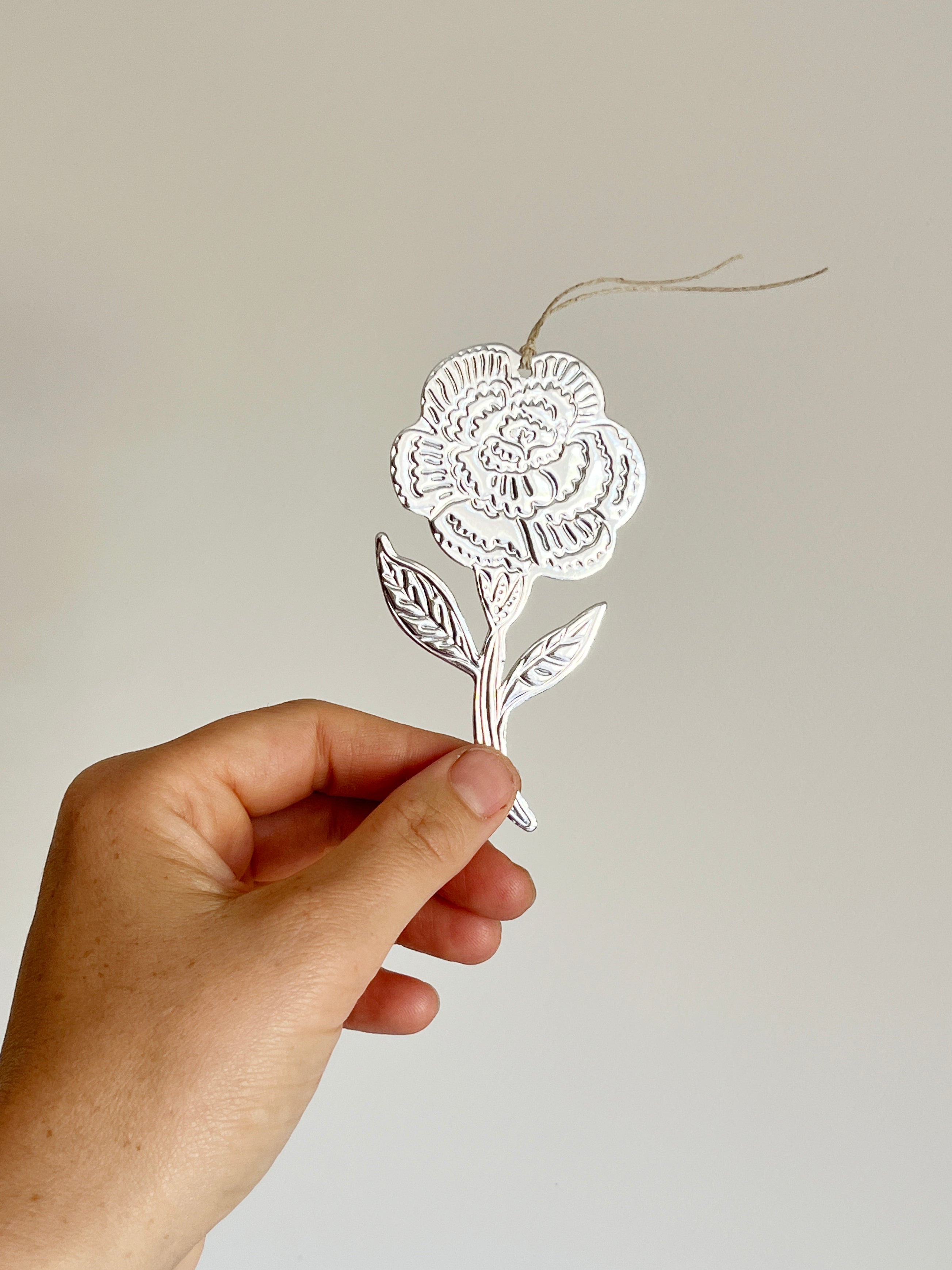Flower (Carnation) - Faux-tin Ornament - Silver