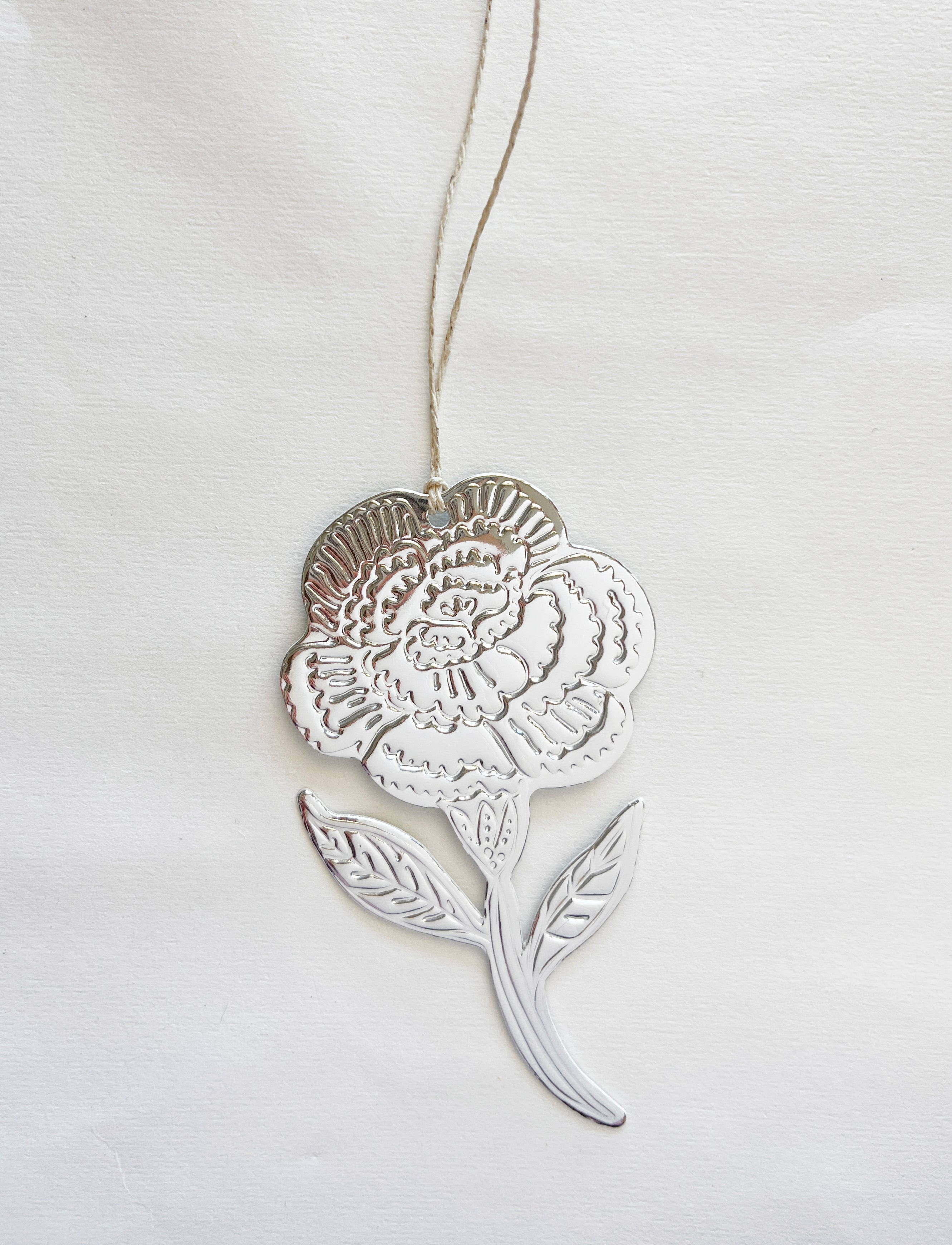 Flower (Carnation) - Faux-tin Ornament - Silver
