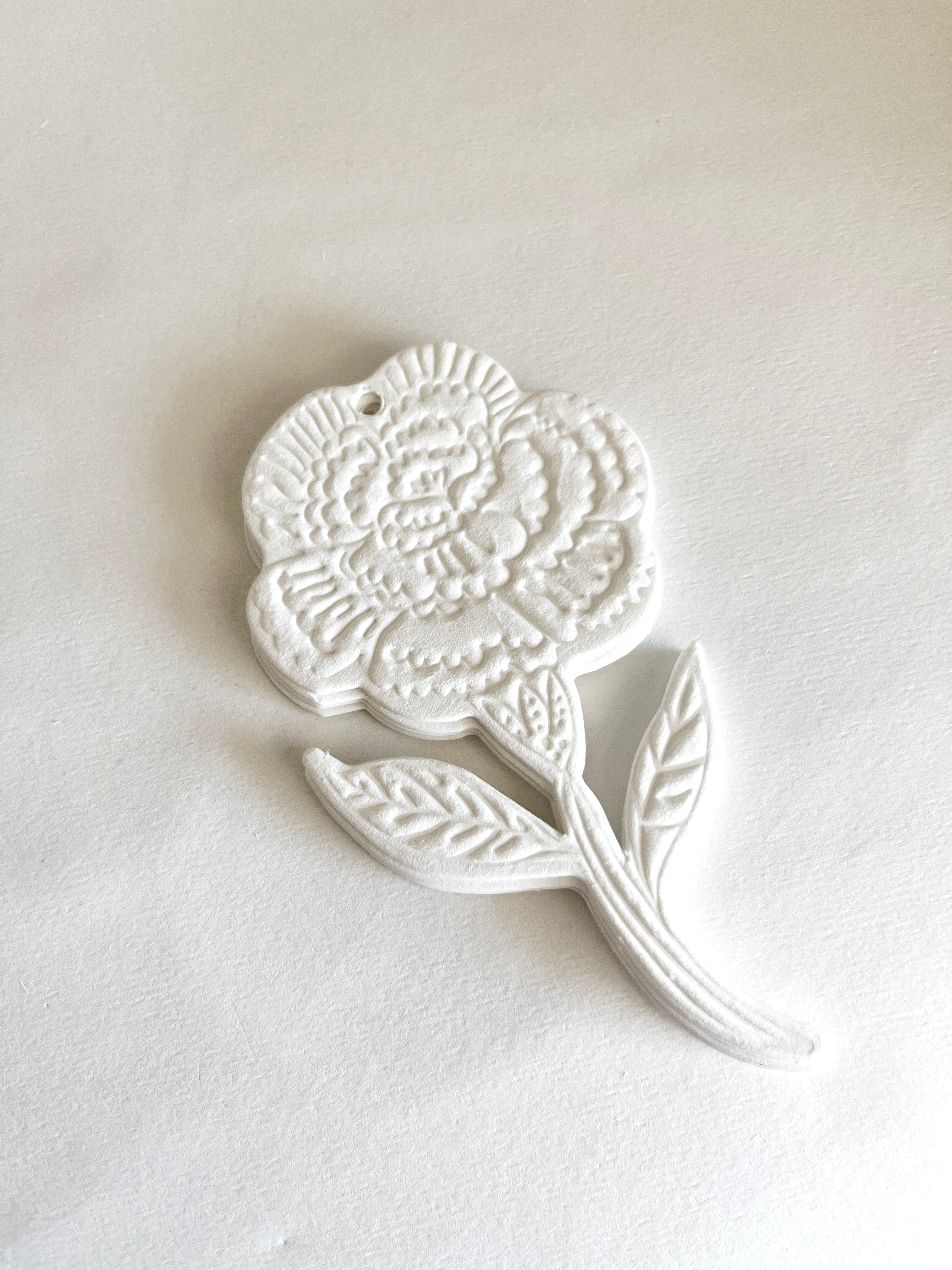 Flower (Carnation) - Ornament -  White set of 3